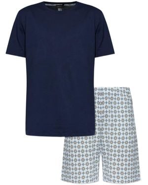 Hanro Set De Pijama Estampado - Azul