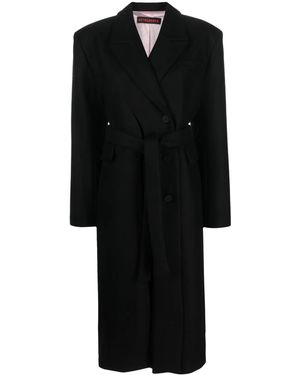 OTTOLINGER Peak-Lapels Belted Single-Breasted Coat - Black