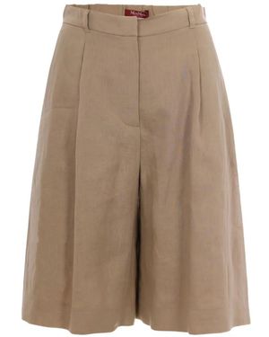Max Mara Wide-Leg Bermuda Trousers - Natural
