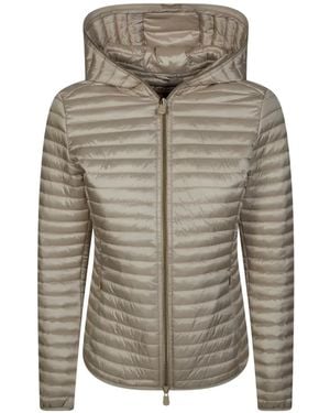Save The Duck Hooded Quilted Jacket - Grey