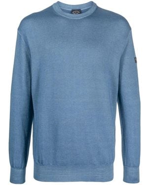 Paul & Shark Fein Gestrickter Pullover Mit Logo - Blau