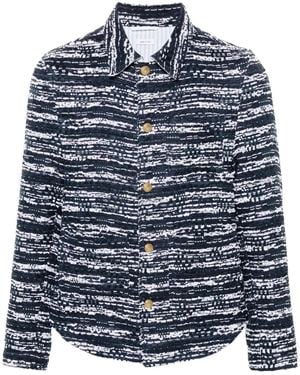 Thom Browne Melange Tulle Yarn Tweed Shirt Jacket - Blue