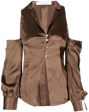 ROKH Cut Out Shoulder Blouse - Brown