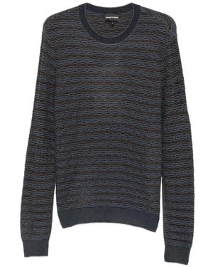 Emporio Armani Textured-Knit Crew-Neck Jumper - Blue