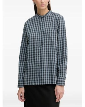 Marc O' Polo Gingham-Check Band-Collar Shirt - Blue