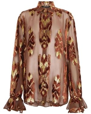 Roberto Cavalli Sheer Patterned Shirt - Brown