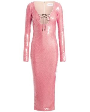 16Arlington Solaria Sequin Lace-Up Midi Dress - Pink