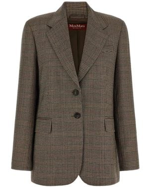 Max Mara Check-Pattern Single-Breasted Blazer - Brown