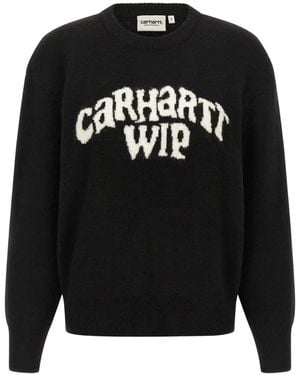 Carhartt Logo-Intarsia Crewneck Sweater - Black