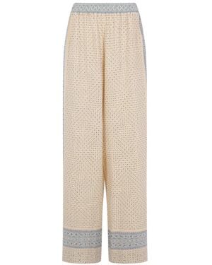 Ermanno Scervino Geometric-Print Palazzo Pants - White