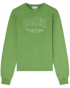 Ganni Daisy Duck Long-Sleeve T-Shirt - Green