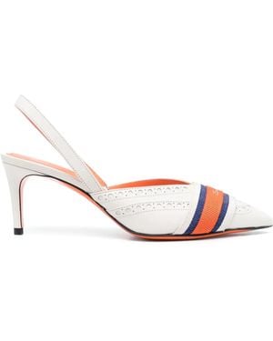 Santoni Logo-Tape 75Mm Slingback Court Shoes - Pink