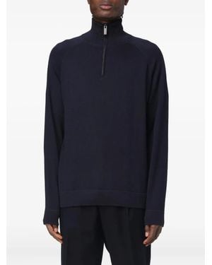 Paolo Pecora Zip Funnel Neck Knitwear - Blue
