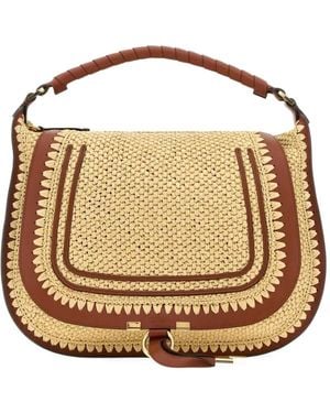 Chloé Marcie Raffia-Effect Shoulder Bag - Metallic