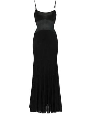 Galvan London Belladonna Mesh-Panel Maxi Dress - Black
