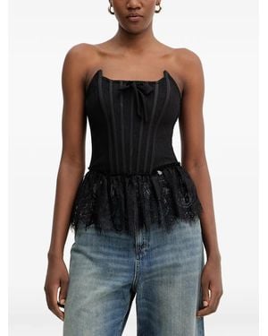 Aniye By Era Lace-Trim Peplum Top - Black