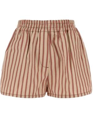Fendi Striped Logo-patch Shorts - Brown