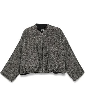 8pm Reversible Herringbone Varsity Jacket - Grey