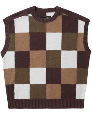 Song For The Mute Checked Vest - Brown