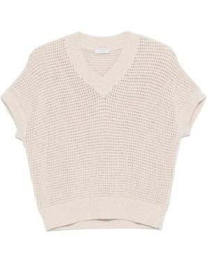 Peserico Sequin-Embellished Open-Knit Top - White