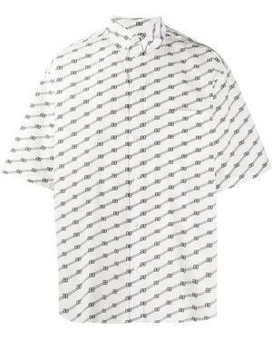 Balenciaga Bb Logo All Over Shirt - White