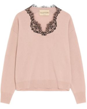 Valentino Garavani Cashmere Jumper With Lace - Pink