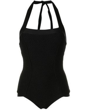 Amir Slama Textured Halterneck Swimsuit - Black
