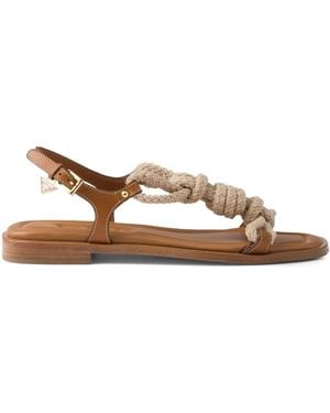 Prada Flache Sandalen Mit Kordelverzierung - Braun