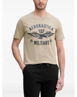 Aeronautica Militare Logo-Print Short-Sleeve T-Shirt - White