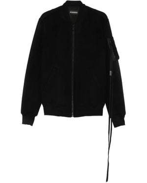 Ann Demeulemeester Dries Ribbed-Trim Zip-Up Bomber Jacket - Black
