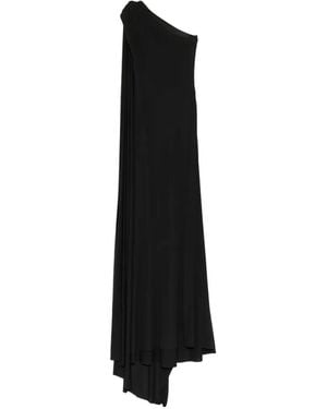Naeem Khan One-Shoulder Cape-Detail Gown - Black