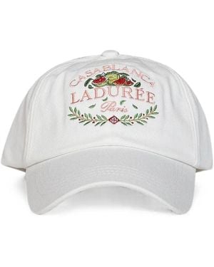 CASABLANCA X Laduree Embroidered Cotton Cap - White
