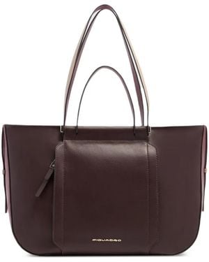 Piquadro Logo-Plaque Tote Bag - Brown