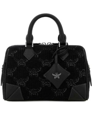 MCM Ella Boston Jacquard Top Handle Tote Bag - Black