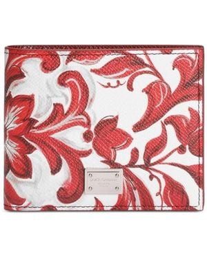 Dolce & Gabbana Portefeuille En Cuir De Veau Imprimé Majolica - Red