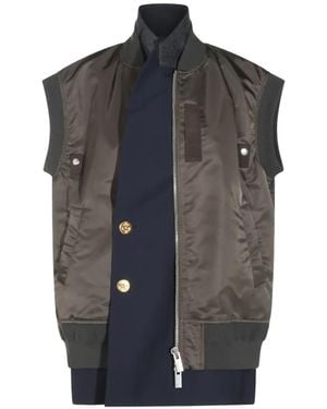 Sacai Layered Bomber-Style Gilet - Gray