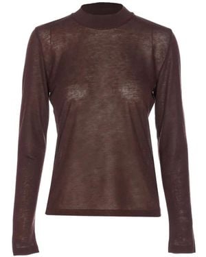 Filippa K Langarmshirt Mit Stehkragen - Braun