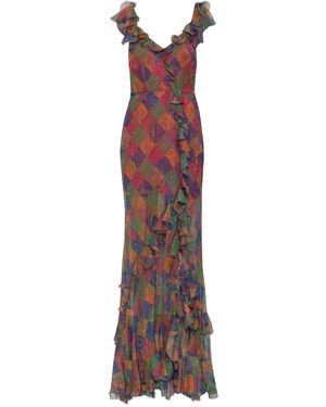 Etro Vestido Largo Con Motivo De Cachemira - Morado