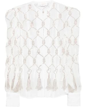 Genny Blusa Con Manga Farol - Blanco