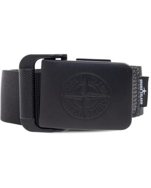 Stone Island 9300001 Compass-Logo Buckle Belt - Black