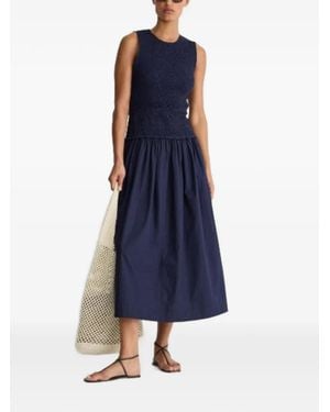 Apiece Apart Smocked-Waist Flared Dress - Blue