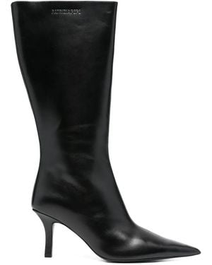 Patrizia Pepe 70Mm Pointed-Toe Calf Leather Boots - Black