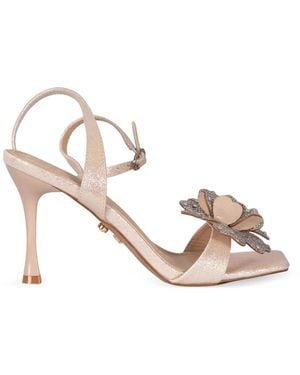 Twentyfourhaitch Flower-Embellished Sandals - Pink