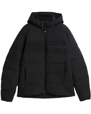 Tommy Hilfiger Logo-Print Hooded Jacket - Black