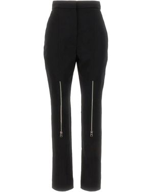 McQueen Pleated Wool Tapered Trousers - Black
