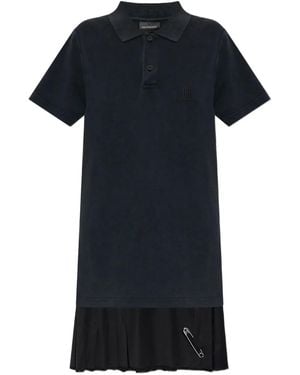 Balenciaga Pleated-Panel Polo Dress - Black