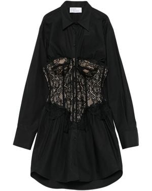GIUSEPPE DI MORABITO Lace-Corset Shirt Mini Dress - Black
