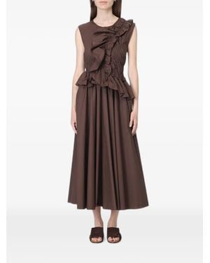 MEIMEIJ Robe Mi-Longue À Fronces - Brown