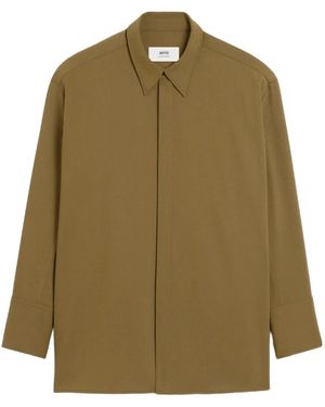 Ami Paris Wool Side-Slit Oversized Shirt - Green