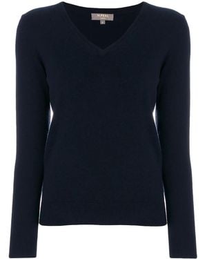N.Peal Cashmere Kaschmirpullover Mit V-Ausschnitt - Blau